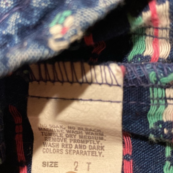 Vintage Osh Kosh B’Gosh Girl’s Embroidered Floral Denim Overall 2T - Union Tag - Picture 12 of 15